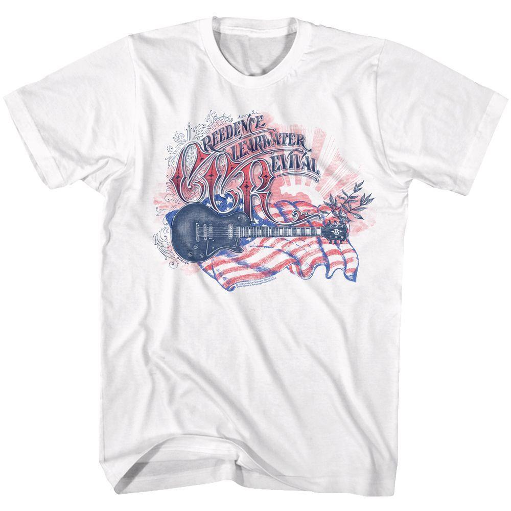 Creedence Clearwater Revival Flag White Adult T Shirt